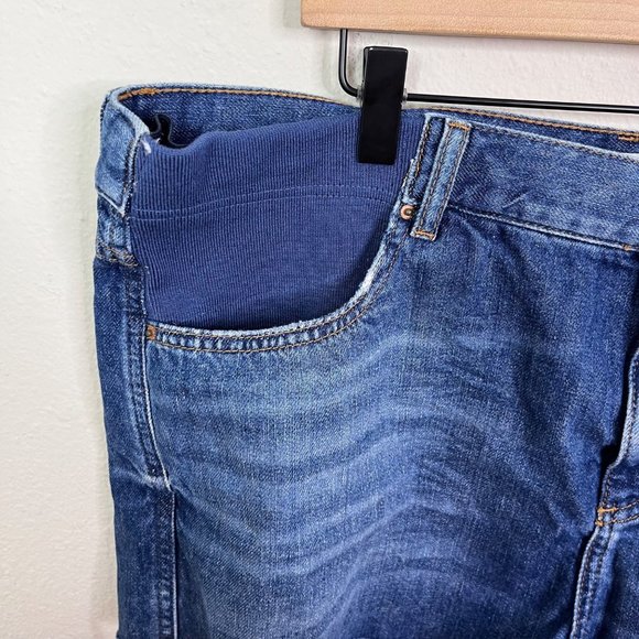 Topshop Maternity Women's Rosa High Waisted Mid Length Shorts Size 12 Denim Blue - Picture 5 of 10